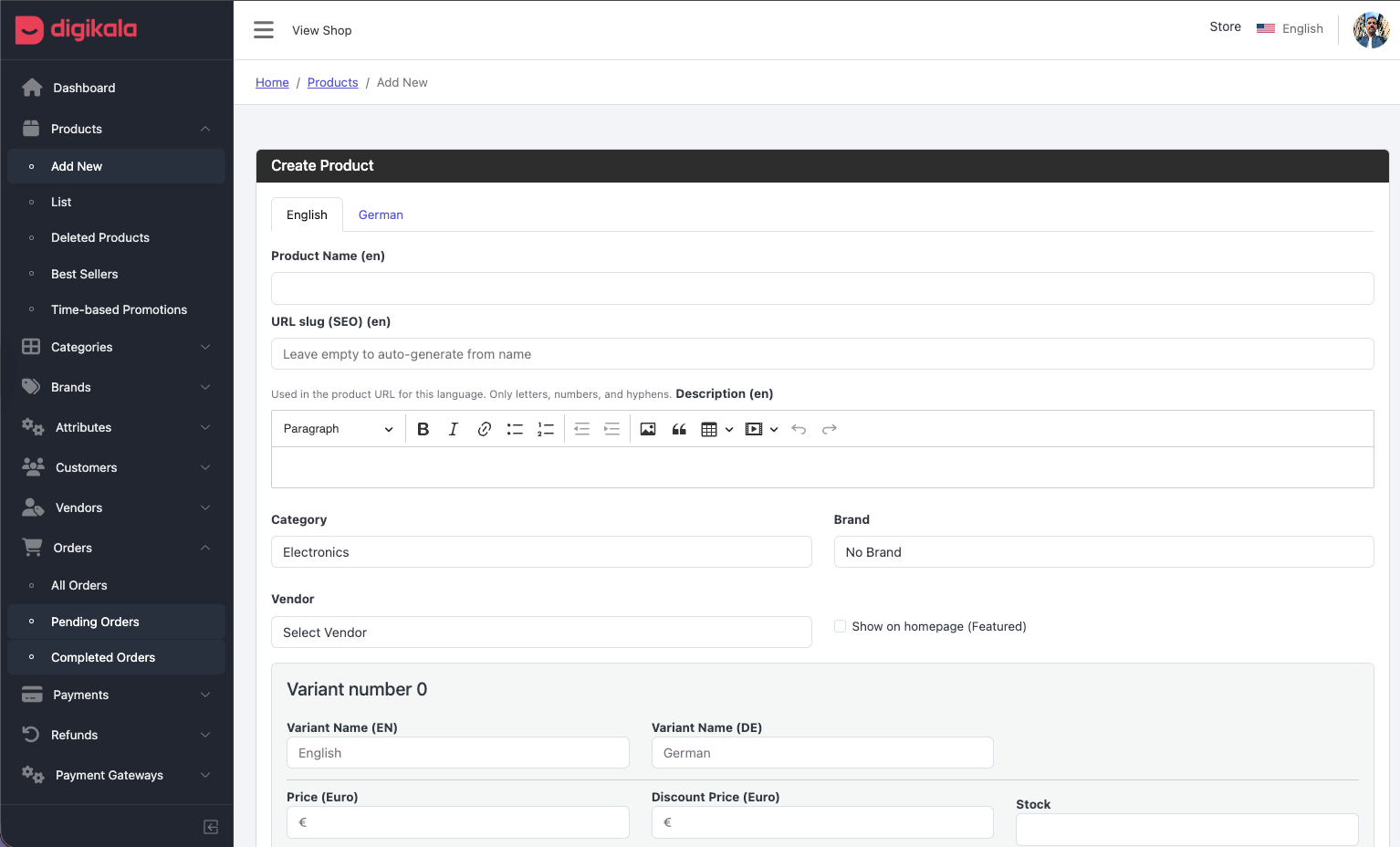 Multilingual Ecommerce – Back Panel